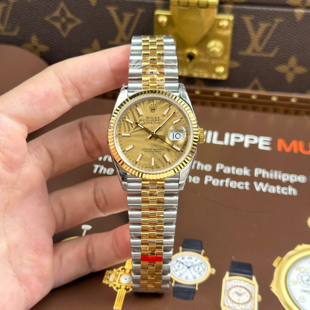 Đồng Hồ Rolex DateJust 126233 Rep 11 Mặt Lá Cây Nhiệt Đới Cọc Số Dạ Quang Xưởng VS 36mm (2)