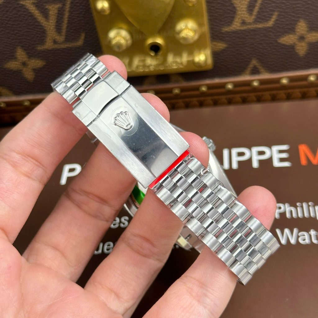 Đồng Hồ Rolex DateJust 126234 Replica Cao Cấp Mặt Xanh Họa Tiết Lá Cây Cọc Số Đá Xưởng VS 36mm (2)