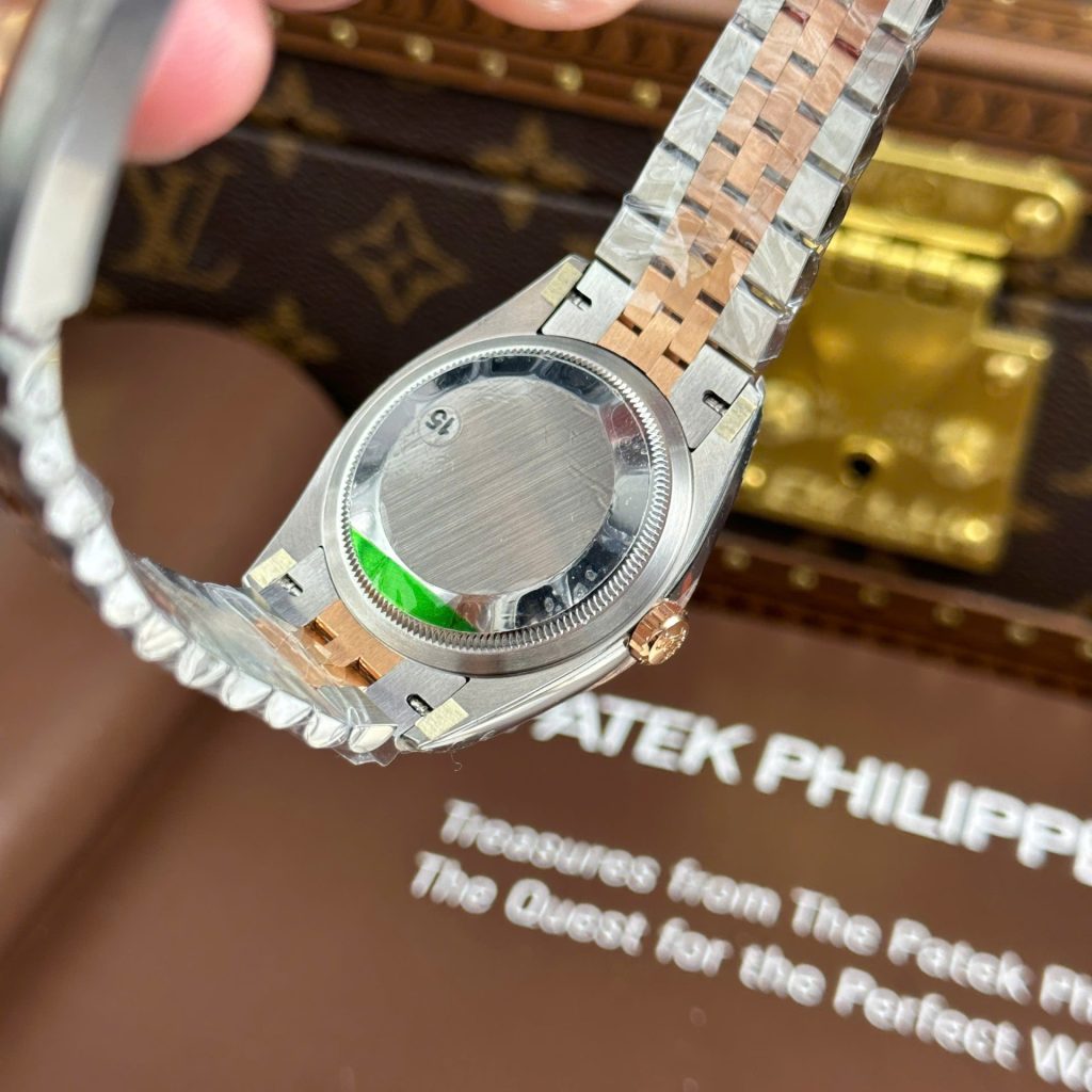 Đồng Hồ Rolex DateJust Replica 11 Mặt Xám Cọc Số Da Quang Nhà Máy VS 36mm (2)