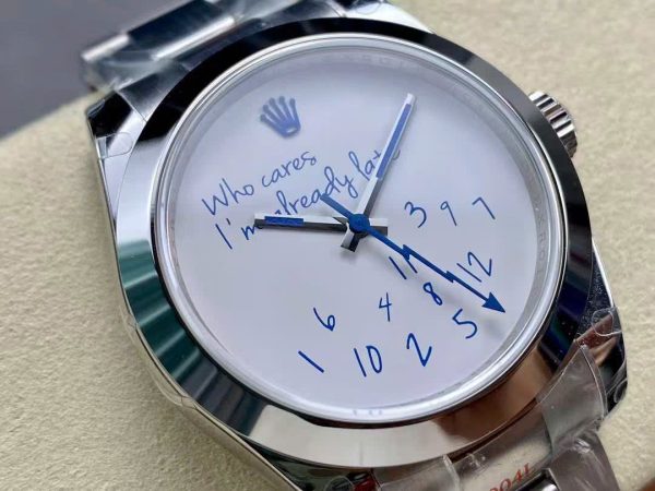 Đồng Hồ Rolex DateJust Who Cares I'm Already late Replica 11 Mặt Trắng Máy Cơ Thụy Sỹ 41mm (2)