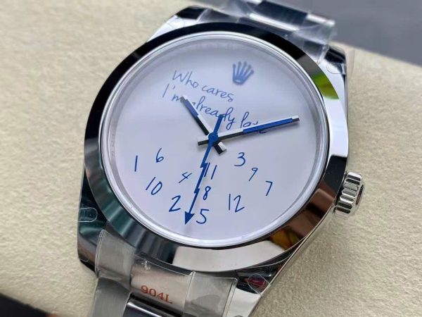 Đồng Hồ Rolex DateJust Who Cares I'm Already late Replica 11 Mặt Trắng Máy Cơ Thụy Sỹ 41mm (2)