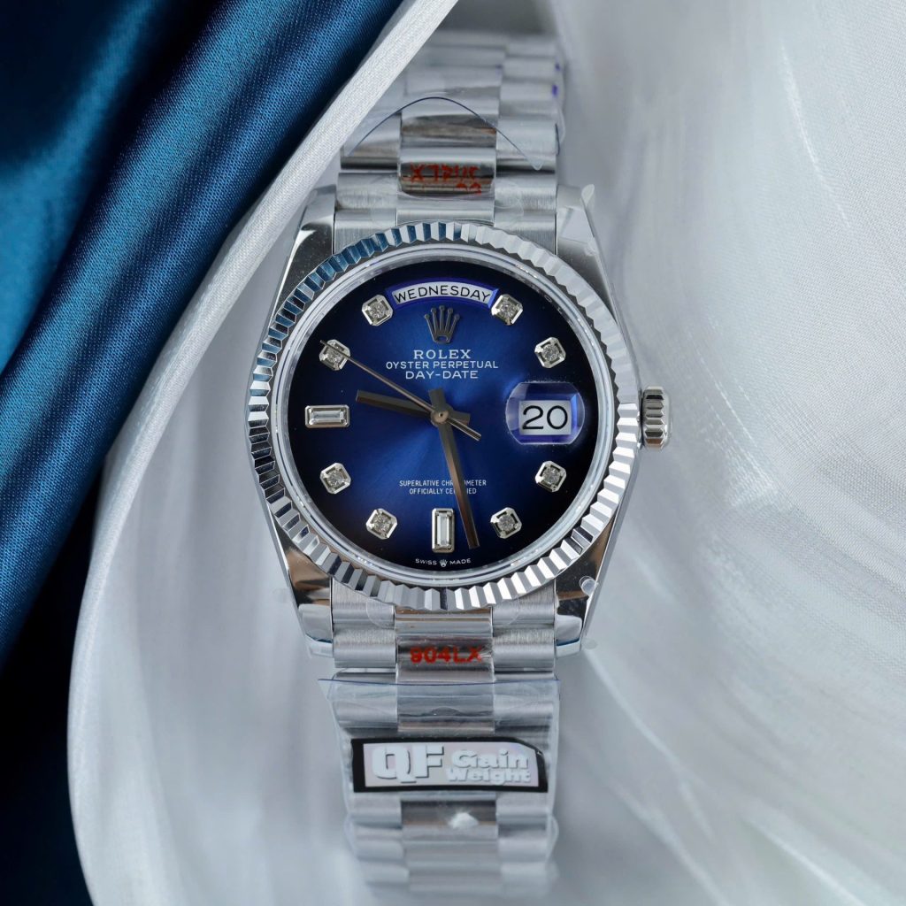 Đồng Hồ Rolex Day-Date 128239 Replica 11 Mặt Xanh Ombre Trọng Lượng ~157 Gram Xưởng QF 36mm (1)