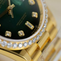 Đồng Hồ Rolex Day-Date 128348 Chế Tác Mặt Xanh Lá Cây Ombre Bọc Vàng 18K Viền Đính Moissanite 36mm (2)
