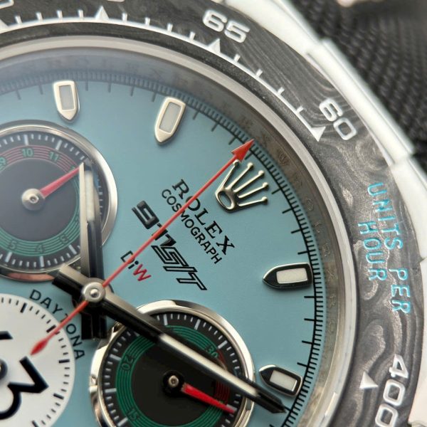 Đồng Hồ Rolex Daytona DiW Ferrari Replica 11 Mặt Tiffany Vỏ Carbon Trắng Siêu Nhẹ 40mm (2)