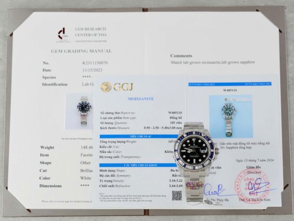 Đồng Hồ Rolex GMT-MASTER II 116759SARU Replica 11 Đính Kim Cương Moissanite Nhà Máy Clean 40mm (2)