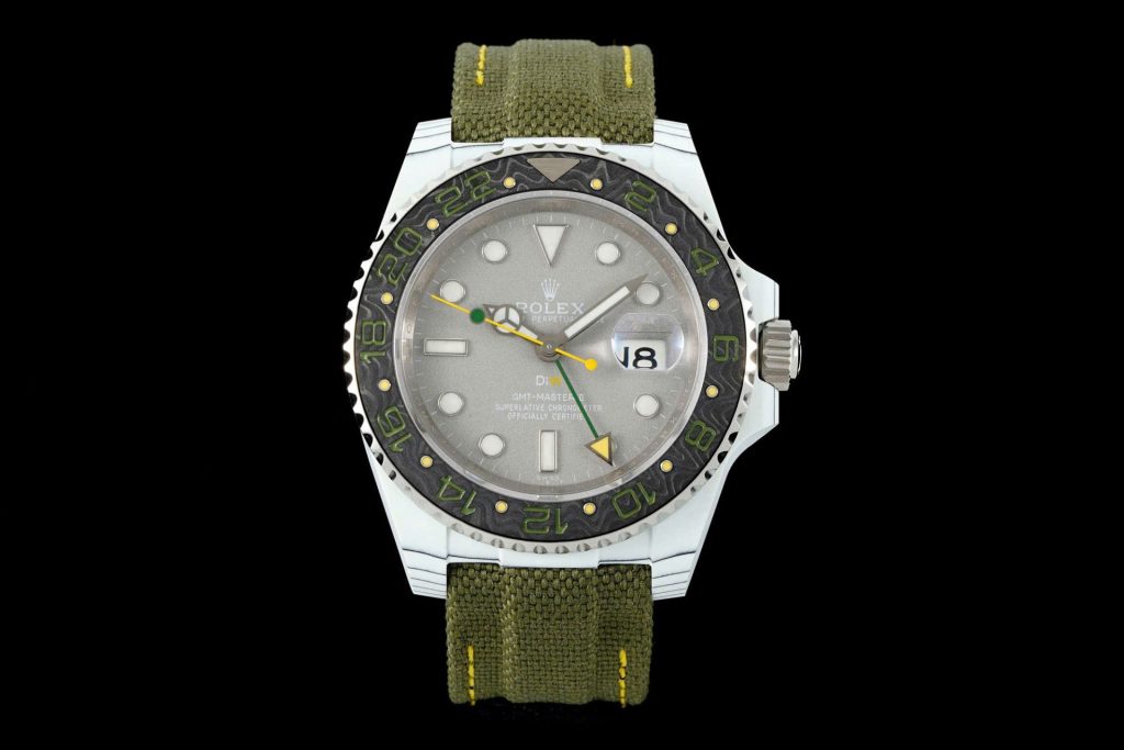 Đồng Hồ Rolex GMT-Master II DiW Replica 11 Vỏ Carbon Trắng Mặt Xám 40mm (2)