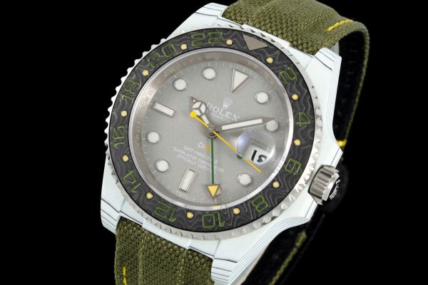 Đồng Hồ Rolex GMT-Master II DiW Replica 11 Vỏ Carbon Trắng Mặt Xám 40mm (2)