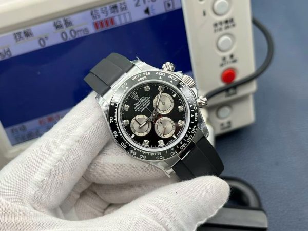 Đồng Hồ Rolex Replica 11 Cosmograph Daytona 126519LN Mặt Đen Dây Oysterflex Nhà Máy QF 40mm (2)