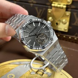 Đồng Hồ Audemars Piguet Replica 11 Royal Oak Selfwinding Flying Tourbillon 26730BC Mặt Xám Đính Đá Baguette 41mm (2)