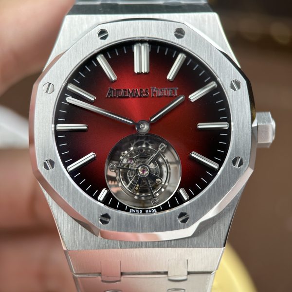 Đồng Hồ Audemars Piguet Royal Oak Selfwinding Flying Tourbillon 26730ST Rep 11 Mặt Số Màu Đỏ Tía 41mm (8)