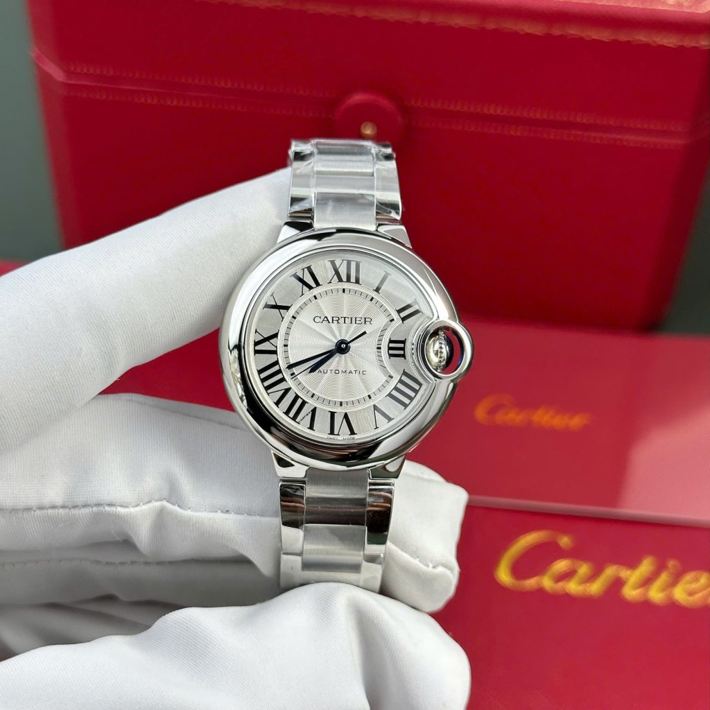 Đồng Hồ Cartier Ballon Bleu Rep Cao Cấp Nữ Mặt Trắng Dây Kim Loại Nhà Máy AF 33mm (1)