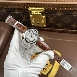 Đồng Hồ Cartier Ballon Bleu Replica 1 1 Nữ Dây Da Nâu Nhà Máy AF 33mm (2)