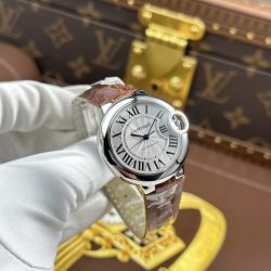 Đồng Hồ Cartier Ballon Bleu Replica 1 1 Nữ Dây Da Nâu Nhà Máy AF 33mm (2)