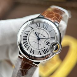 Đồng Hồ Cartier Ballon Bleu Replica 1 1 Nữ Dây Da Nâu Nhà Máy AF 33mm (2)