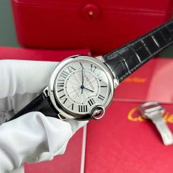 Đồng Hồ Cartier Ballon Bleu Replica 11 Nữ Mặt Trắng Dây Da Nhà Máy AF 33mm (2)