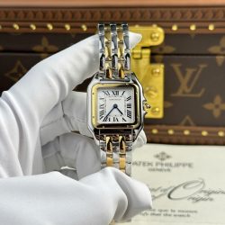 Đồng Hồ Cartier Panthere Fake 11 Mặt Trắng Dây Kim Loại Xưởng BV 27x36mm (2)