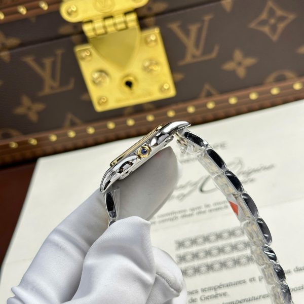 Đồng Hồ Cartier Panthere Fake 11 Mặt Trắng Dây Kim Loại Xưởng BV 27x36mm (2)