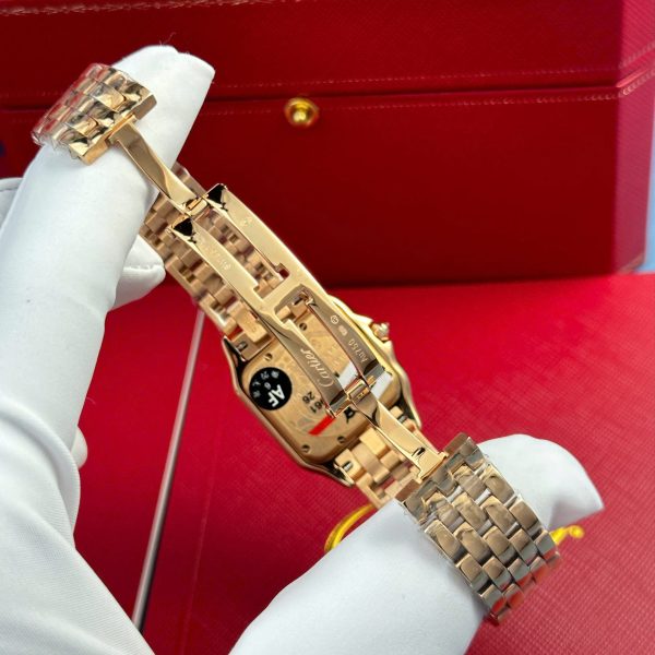 Đồng Hồ Cartier Panthere Replica 11 Mạ Vàng Hồng Mặt Khảm Xà Cừ Xưởng AF 27x36mm (2)