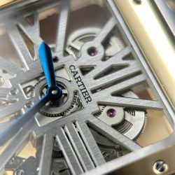 Đồng Hồ Cartier Santos Rep Cao Cấp Mặt Lộ Cơ Viền Vàng Dây Kim Loại 39 (1)