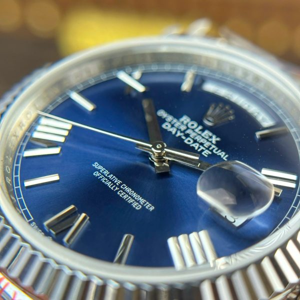 Đồng Hồ Nam Rolex Day-Date Chế Tác Mặt Xanh Dương Trọng Lượng 186 Grams Nhà Máy QF 40mm (2)