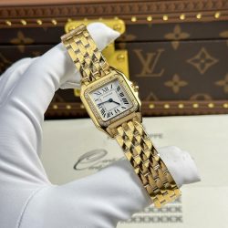 Đồng Hồ Nữ Cartier Panthere Rep 11 Mạ Vàng Mặt Trắng Xưởng AF 27x36mm (2)