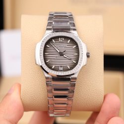 Đồng Hồ Patek Philippe Nautilus 7118 Fake 11 Mặt Xám Viền Đính Đá CZ Nhà Máy GR 35 (2)