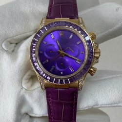 Đồng Hồ Rolex Cosmograph Daytona Màu Tím Chế Tác Vàng Nguyên Khối 18K + Đá Quý Tự Nhiên 40mm (2)