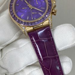 Đồng Hồ Rolex Cosmograph Daytona Màu Tím Chế Tác Vàng Nguyên Khối 18K + Đá Quý Tự Nhiên 40mm (2)
