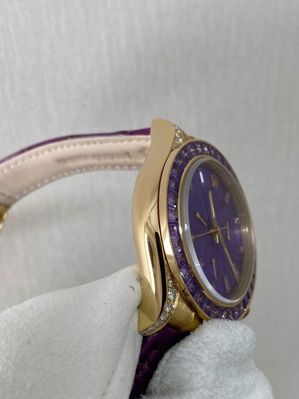 Đồng Hồ Rolex Cosmograph Daytona Màu Tím Chế Tác Vàng Nguyên Khối 18K + Đá Quý Tự Nhiên 40mm (2)