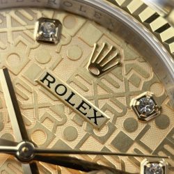 Đồng Hồ Rolex DateJust Rep Cao Cấp Mặt Vàng Họa Tiết Vi Tinh Dây Jubilee Xưởng AR 36mm (2)