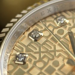 Đồng Hồ Rolex DateJust Rep Cao Cấp Mặt Vàng Họa Tiết Vi Tinh Dây Jubilee Xưởng AR 36mm (2)