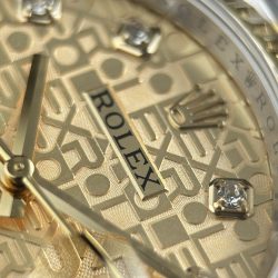 Đồng Hồ Rolex DateJust Replica 11 Mặt Vàng Họa Tiết Vi Tinh Dây Oyster Xưởng AR 36mm (2)