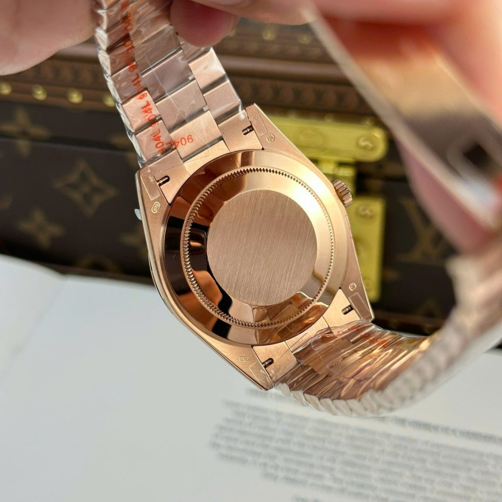 Đồng Hồ Rolex Day-Date Rep 11 Mạ Vàng Hồng Mặt Xanh Lá Cây Nặng 186 Grams Xưởng QF 40mm (2)