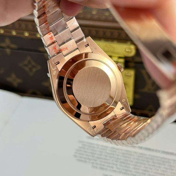 Đồng Hồ Rolex Day-Date Rep 11 Mạ Vàng Hồng Mặt Xanh Lá Cây Nặng 186 Grams Xưởng QF 40mm (2)