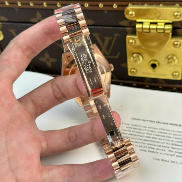 Đồng Hồ Rolex Day-Date Rep 11 Mạ Vàng Hồng Mặt Xanh Lá Cây Nặng 186 Grams Xưởng QF 40mm (2)