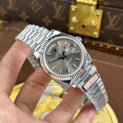 Đồng Hồ Rolex Day-Date Replica 11 Mặt Xám Cọc Số Dạ Quang Nặng 186 Grams Xưởng QF 40mm (2)