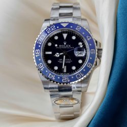 Đồng Hồ Rolex GMT-Master II Replica 11 Mặt Đen Viền Gốm Xanh Dây Oyster Xưởng AR 40mm (2)