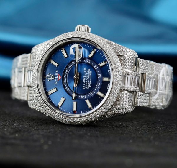 Đồng Hồ Rolex Sky-Dweller 336934 Mặt Xanh Dương Chế Tác Đính Full Đá Máy Cơ Tự Động 42mm (2)