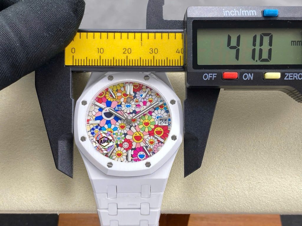 Đồng Hồ Audemars Piguet 15500 Sunflower Replica 11 Vỏ Gốm Trắng Máy Cơ Thụy Sỹ Nhà Máy APS 41mm (2)