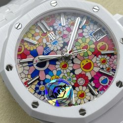 Đồng Hồ Audemars Piguet 15500 Sunflower Replica 11 Vỏ Gốm Trắng Máy Cơ Thụy Sỹ Nhà Máy APS 41mm (2)