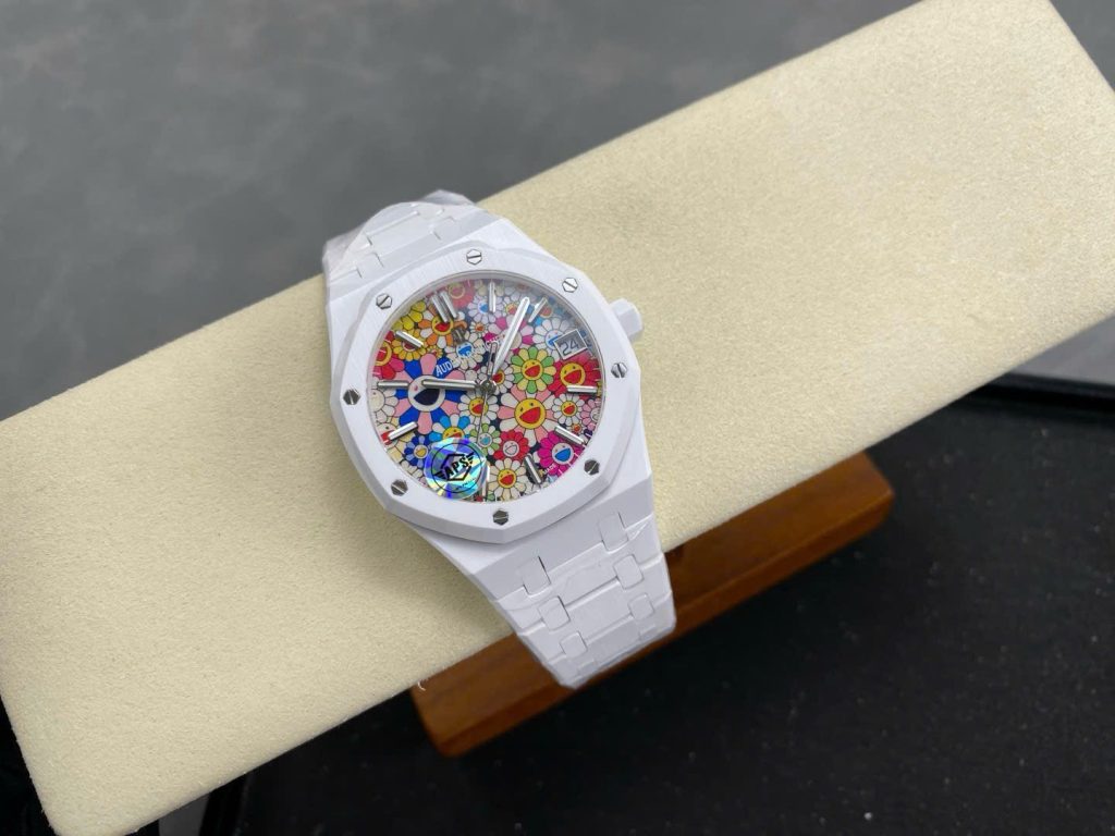 Đồng Hồ Audemars Piguet 15500 Sunflower Replica 11 Vỏ Gốm Trắng Máy Cơ Thụy Sỹ Nhà Máy APS 41mm (2)
