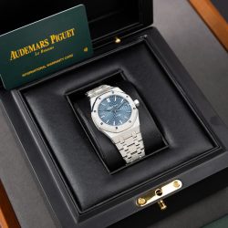 Đồng Hồ Audemars Piguet Replica 11 Royal Oak Frosted Gold 15454BC Mặt Xanh Dương Xưởng APS 37mm (2)
