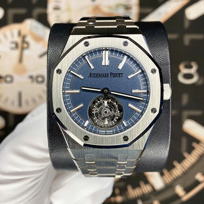 Đồng Hồ Audemars Piguet Replica 11 Royal Oak Selfwinding Flying Tourbillon 26730TI Mặt Xanh Phun Cát 41mm (2)