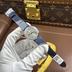Đồng Hồ Cartier Ballon Blanc Rep 1 1 Nữ Viền Đính Đá Dây Da Nhà Máy AF 30mm (2)