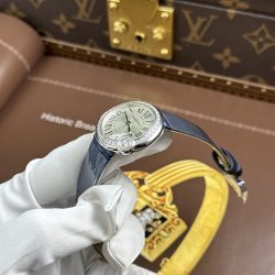 Đồng Hồ Cartier Ballon Blanc Rep 1 1 Nữ Viền Đính Đá Dây Da Nhà Máy AF 30mm (2)