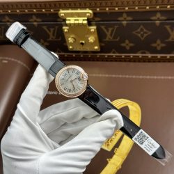 Đồng Hồ Cartier Ballon Blanc Rep 11 Nữ Mặt Xám Viền Đính Đá Nhà Máy AF 30mm (2)