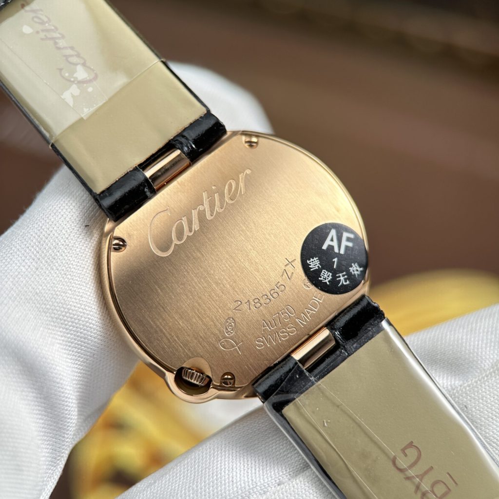 Đồng Hồ Cartier Ballon Blanc Rep 11 Nữ Mặt Xám Viền Đính Đá Nhà Máy AF 30mm (2)