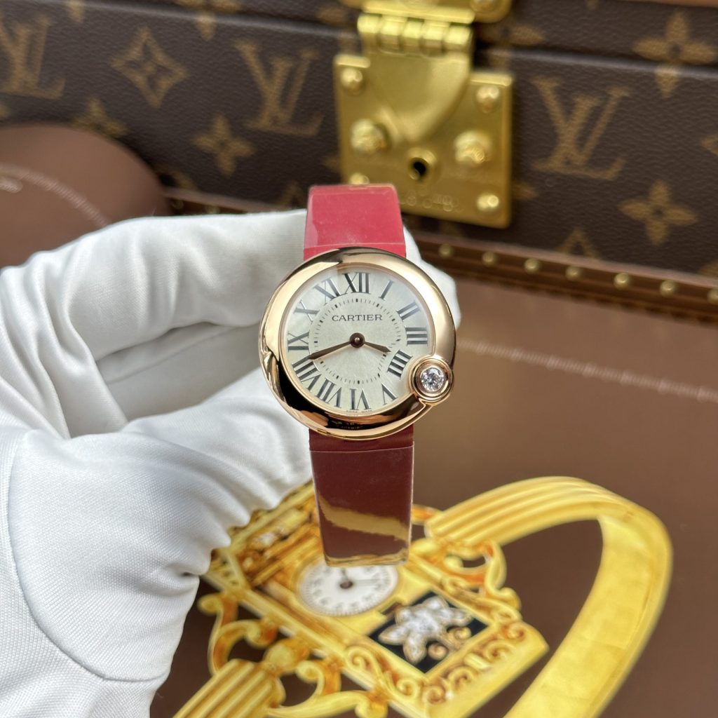 Đồng Hồ Cartier Ballon Blanc Replica 11 Nữ Máy Pin Dây Da Nhà Máy AF 30mm (2)