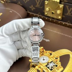 Đồng Hồ Cartier Ballon Bleu W4BB0037 Rep Cao Cấp Mặt Hồng Dây Kim Loại Xưởng AF 33mm (2)