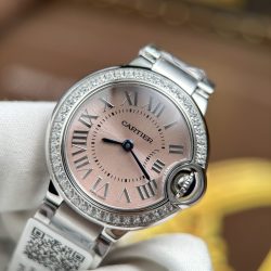 Đồng Hồ Cartier Ballon Bleu W4BB0037 Rep Cao Cấp Mặt Hồng Dây Kim Loại Xưởng AF 33mm (2)